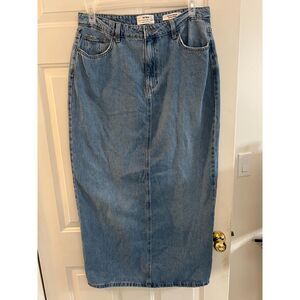 Cotton On Blake Demin Light Wash Maxi Skirt Slit Pockets 10 Western Festival